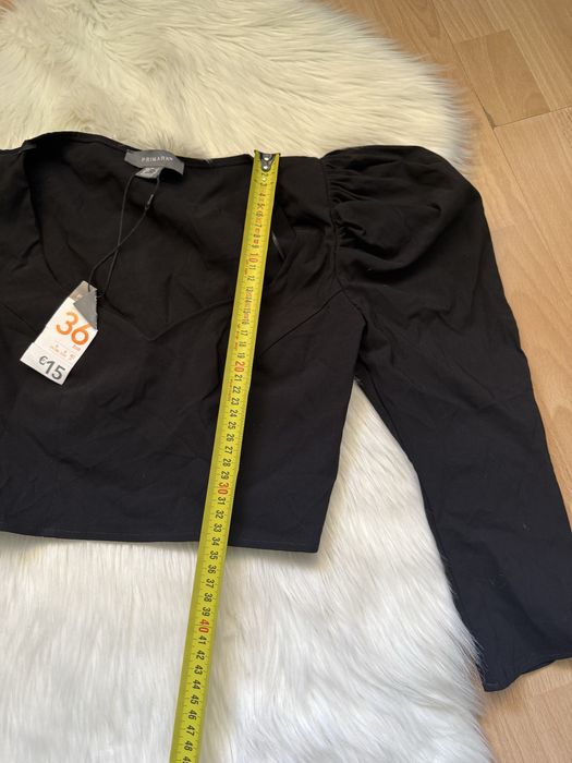 Czarna bluzka damska na długi rekaw crop top primark 36