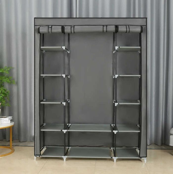 Тканевый шкаф 2 секции шкаф органайзер шафа каркасна вешалка для дому