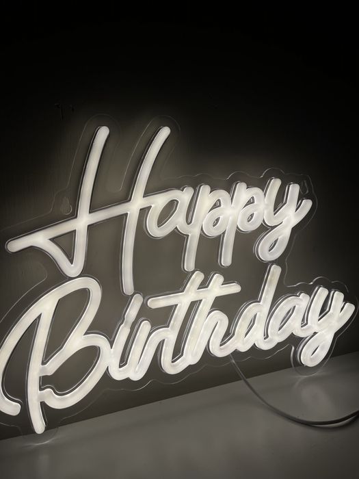 Napis LED Happy birthday Żółty