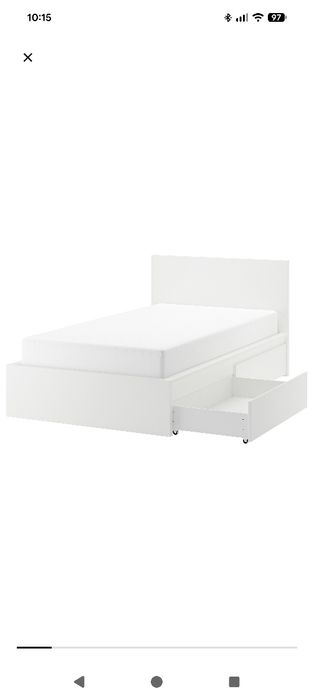 Łóżko malm 120x200 z materacem i 2 szufladami