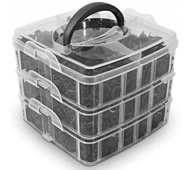 Набор автомобильных крепежей 630шт, пистоны, клипсы и съемник