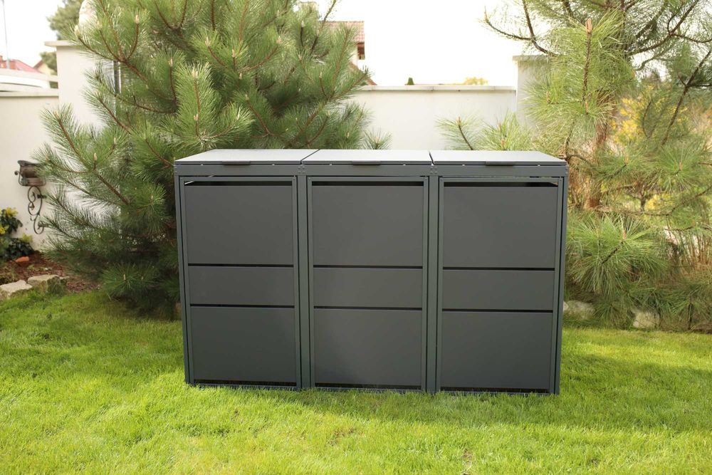 Zabudowa na kosze na śmieci Top Box Obudowy koszy Osłona 3x240L Premium Zabudowa śmietnikowa antracytowa