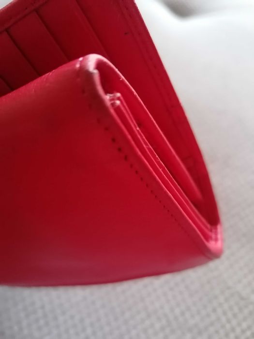 Czerwony skórzany damski portfel Samsonie duży