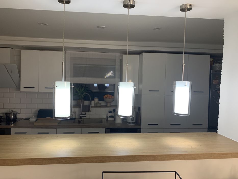 Lama wisząca lampy wiszące 3szt białe szkło