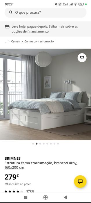 Cama casal com arrumação BRIMNES