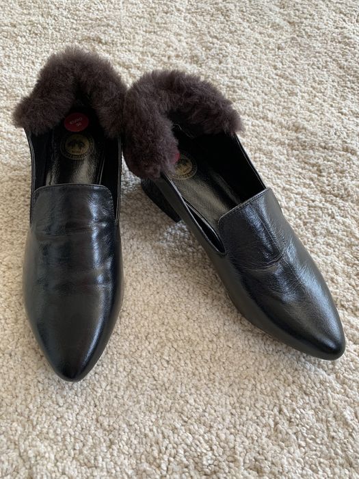Buty typu mokasyny z futerkiem