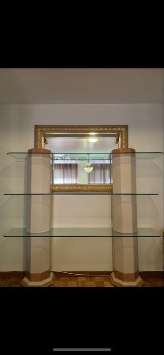 Estante de pedra marmore e vidro