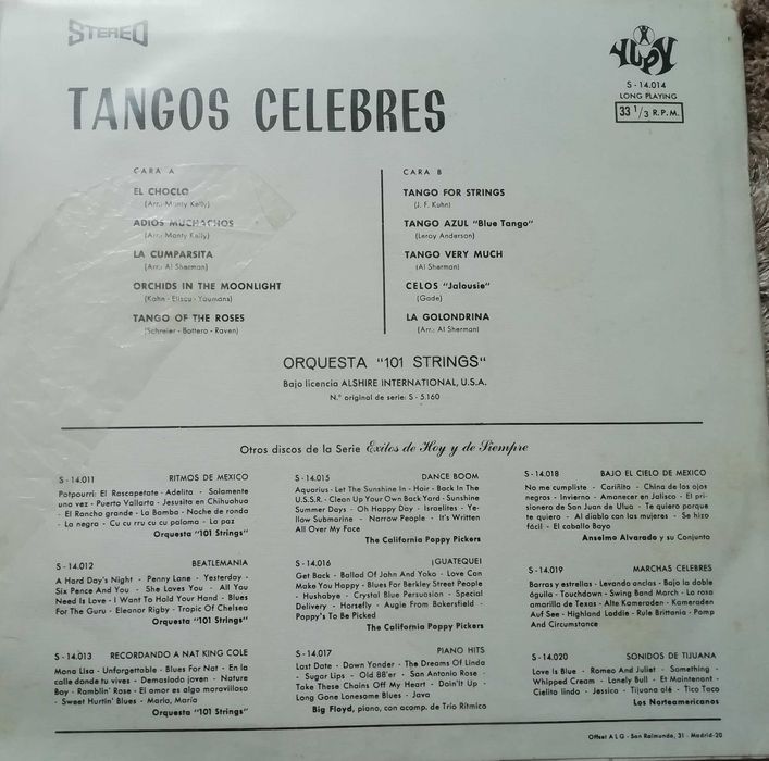 Vinil - Tangos célebres 101 Strings