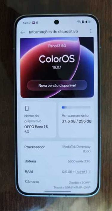 OPPO Reno 13 5G 12GB Novo Resistência IP68/ IP69
