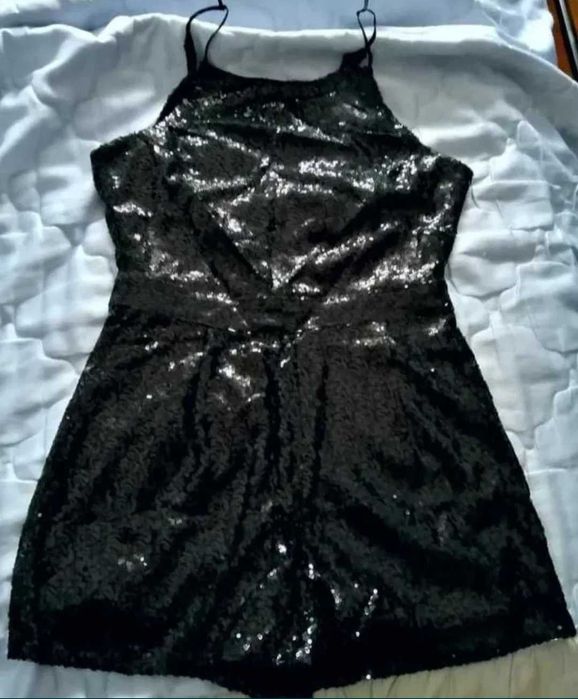 macacão calcão preto  lantejoula