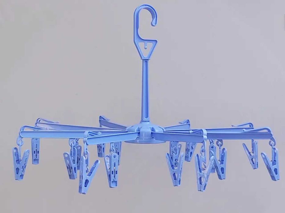 Сушилка, вешалка для белья, одежды круглая складная с прищепками