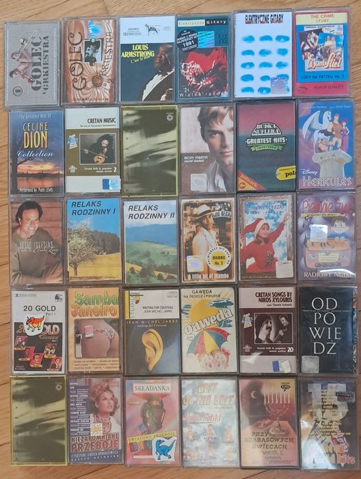 Zestaw 32 retro kasety magnetofonowe muzyka lata '80-'00 pl i zagranic