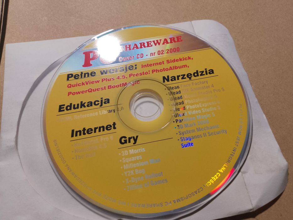 unikat dla kolekcjonerów stara płyta pc shareware z 2000 roku