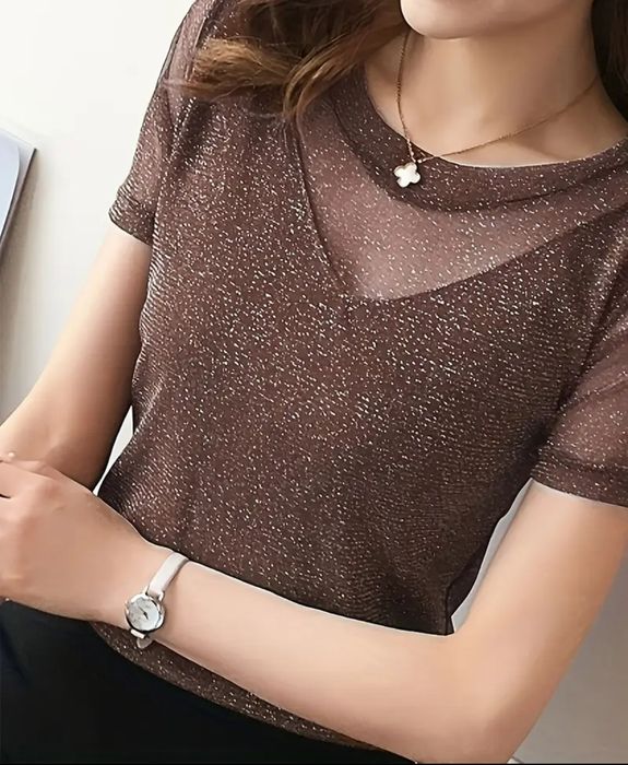 Срібляста жіноча футболка розмір L