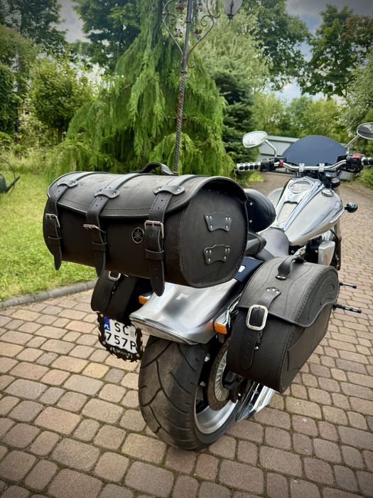 Zestaw skórzany motocyklowy kufer + sakwy mega