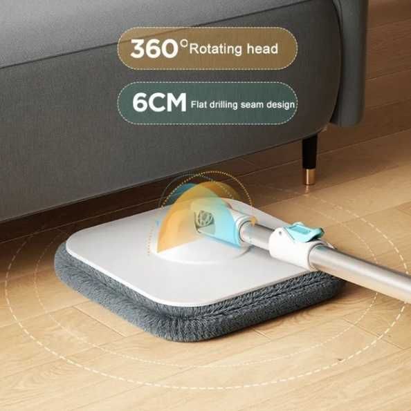 Комплект швабра с ведром автоматическим отжимом центрифугой квадратная