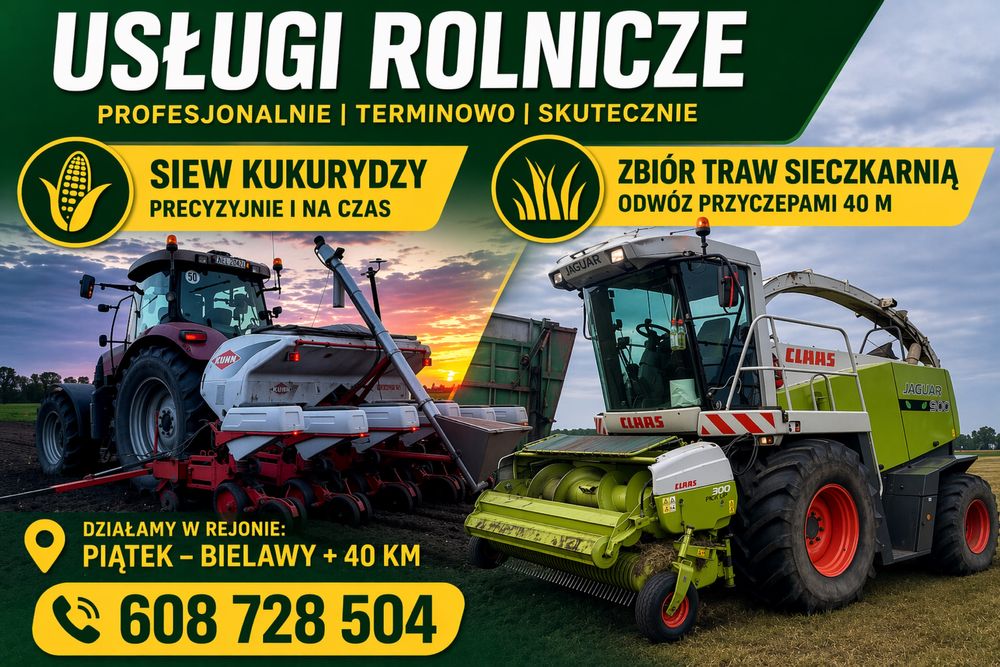Siew Kukurydzy | Zbiór Traw | Usługi Rolnicze | Prasowanie | Koszenie