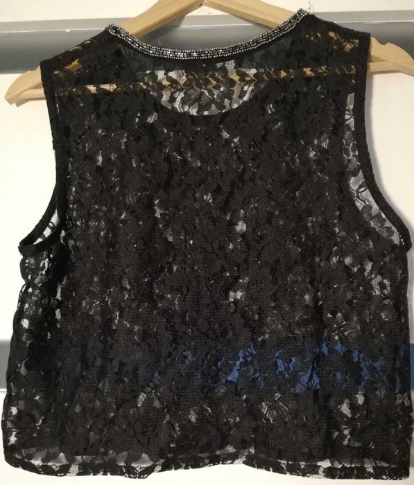 Czarna koronkowa bluzka z aplikacją koraliki Atmosphere 40 L Primark