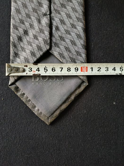 Klasyczny krawat BOSS Hugo Boss – 10 cm szeroki, szary | stalowy żakard