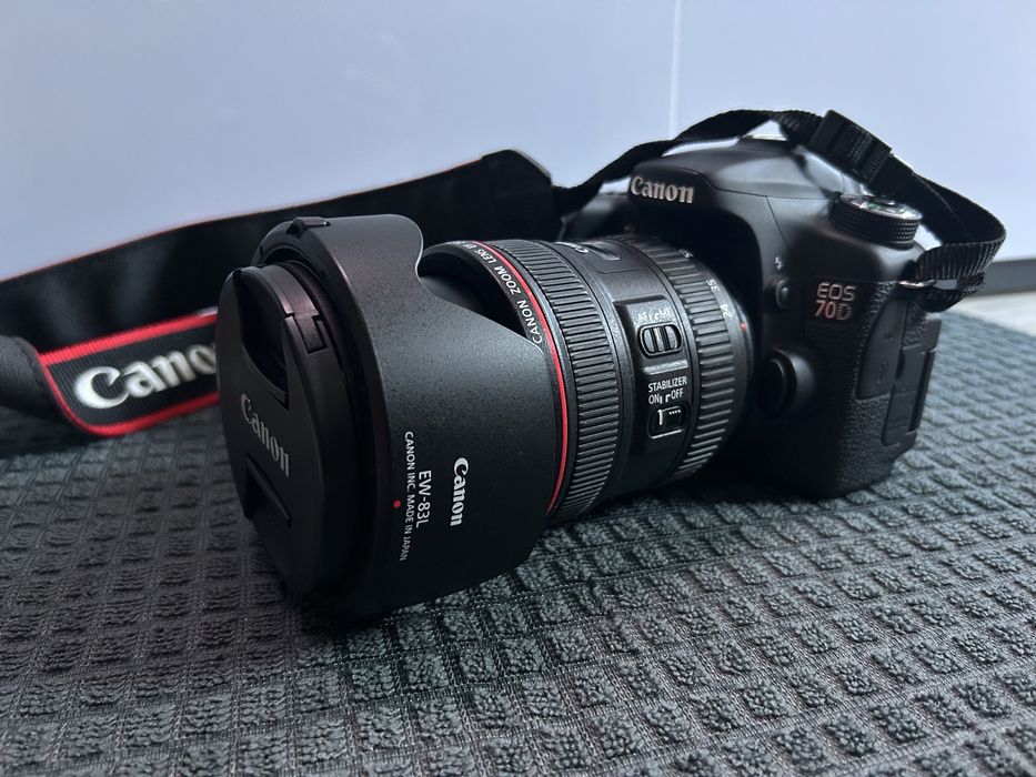 Aparat Canon EOS70D / EF 24–70 mm f/4L jak nowy