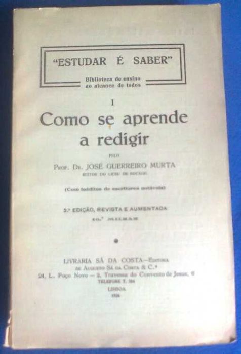 Livros Colecção Estudar é Saber, Prof Dr José Guerreiro Murta, 1926/27