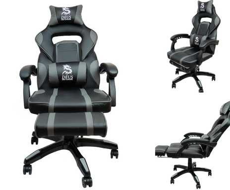 Fotel Gamingowy obrotowy dla graczy DEUS LARGE Gray