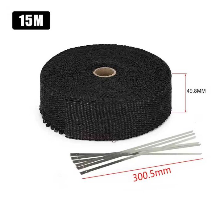 Fita térmica 50 mm x 5/10/15 metros moto escapes abraçadeiras metal