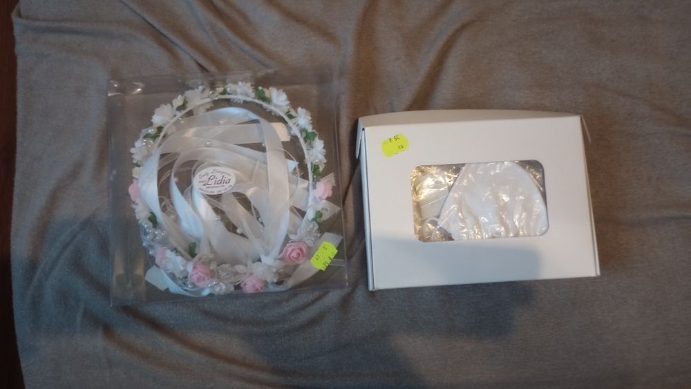 Sukienka komunijna + bolerko + torebka + wianuszek