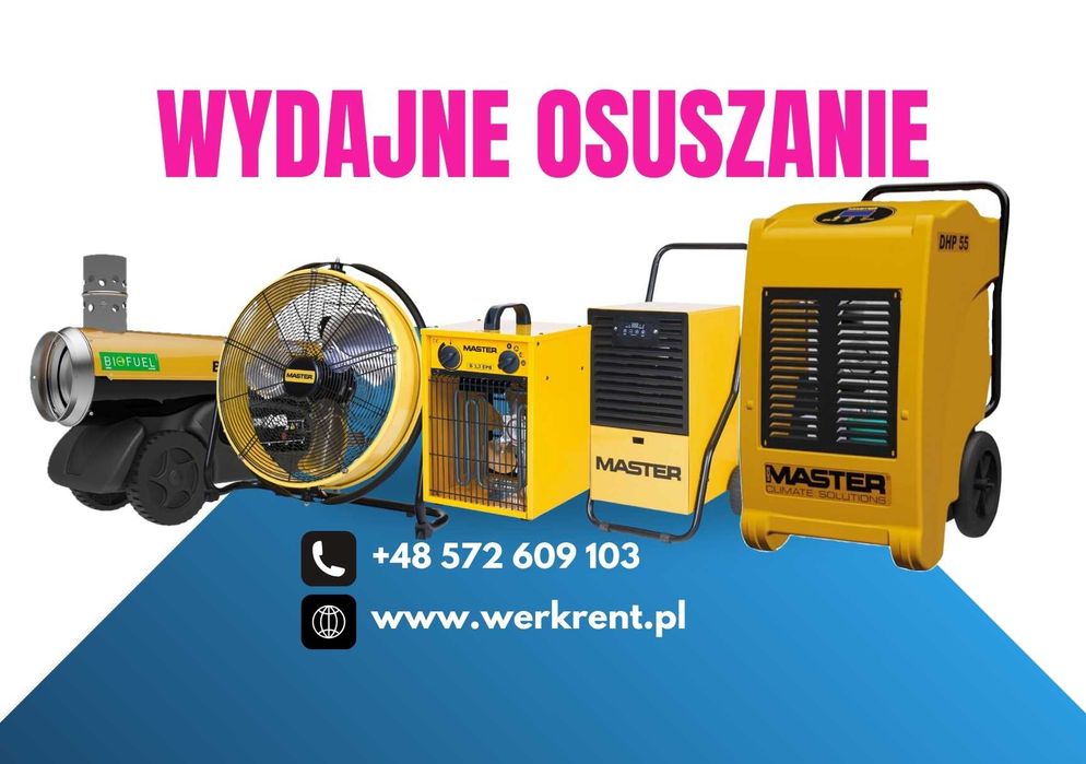 WYNAJEM Osuszacz budowlany | Pochłaniacz wilgoci | Nagrzewnica