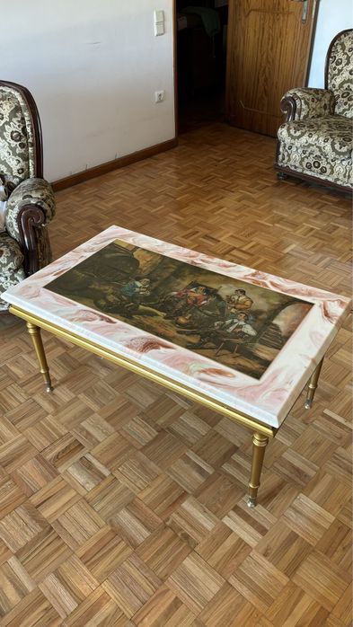 Mesa de apoio vintage, com motivo artístico