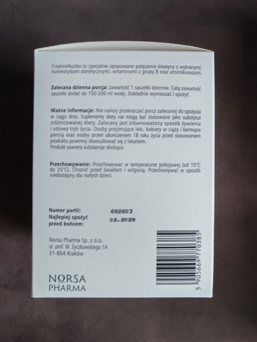 Norsa Pharma CREATINE NUCLEO KREATYNA Witamina B2 B3 B6 L-TAURYNA Nukleotydy- 2 sztuki