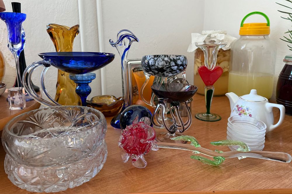 Szklo artystyczne krosno makora kolorowe szklo antyk prl