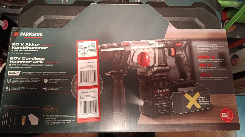 PARKSIDE młotowiertarka 3J 20V PKHAP 2034 Li B1