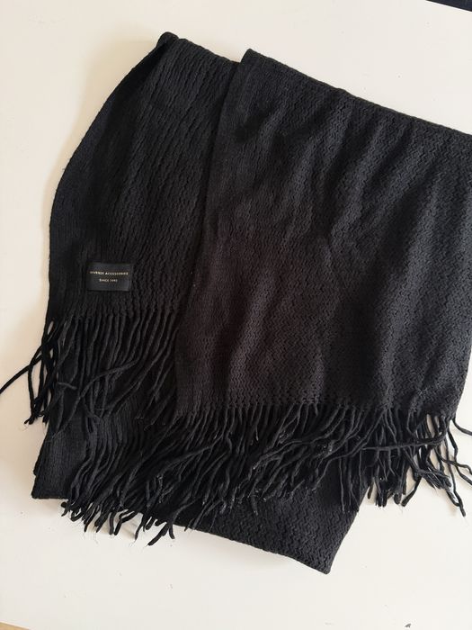 Diverse czarny szalik z frędzlami | duży ciepły szal zimowy