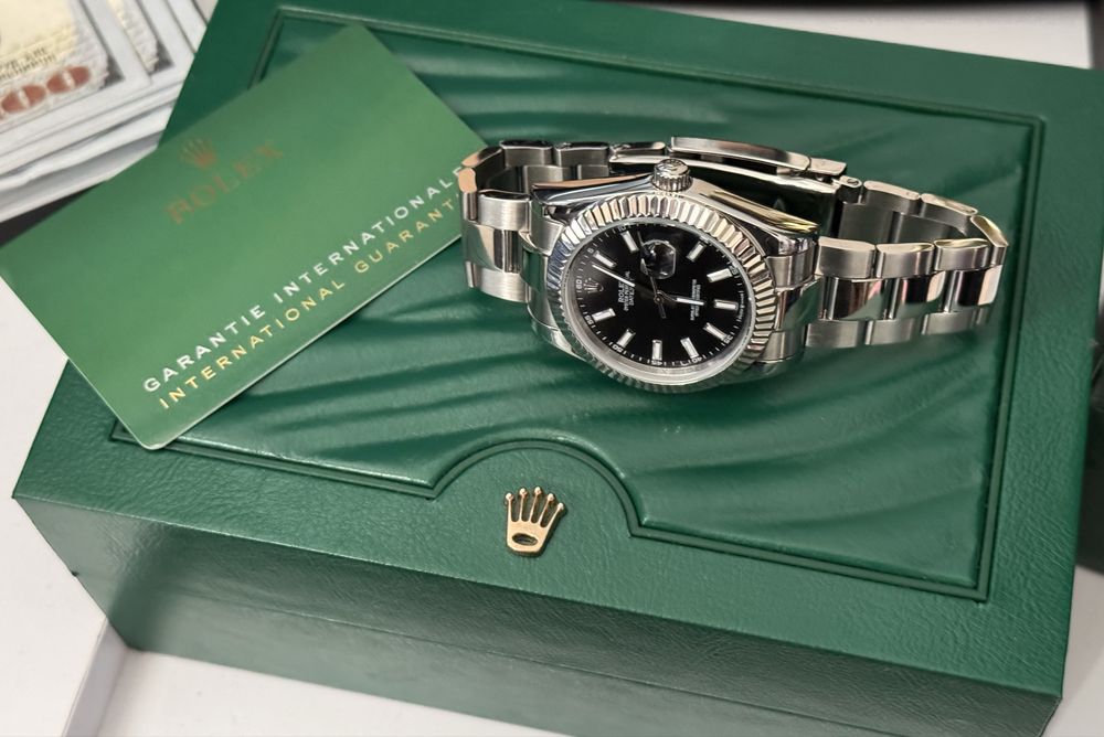 Rolex Datejust (Швейцарія ETA 2834) 41MM Oyster braslet Silver Black