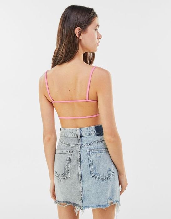 Стильна джинсова юбка в двох тонах bershka