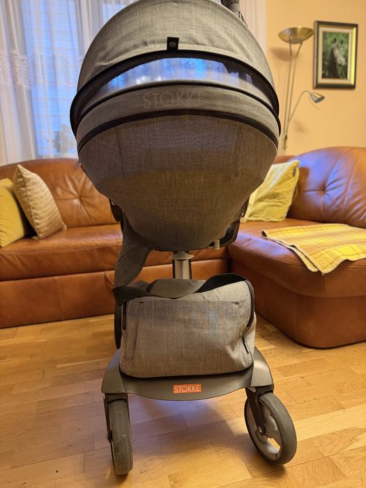 ZESTAW Stokke 2w1 Grey Melange + Winter/Summer Kit Stan Idealny