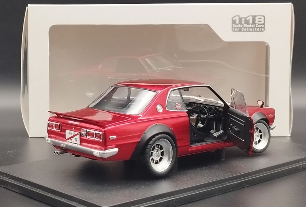 1:18 Solido 1970 Nissan Skyline (C10) Hakosuka Works z 1970 Red Met