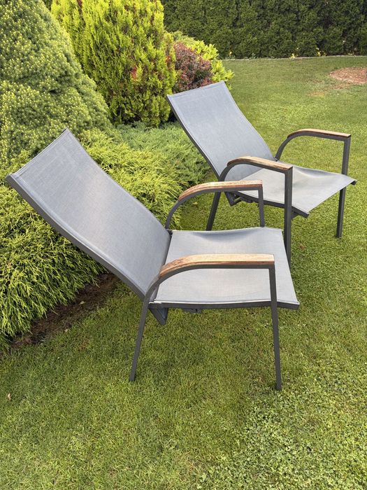 2x Krzesła/ leżaki ALICANTE ogrodowe aluminiowe antracyt