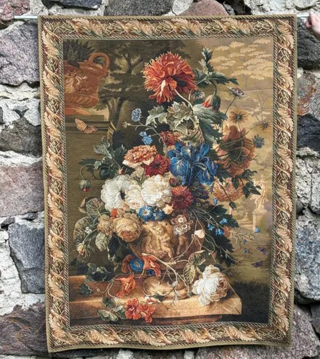 Картина гобелен с цветочным натюрмортом