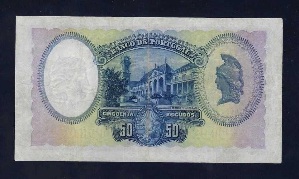 nota Portugal 50 Escudos 1929 P-144 VF+ numero baixo
