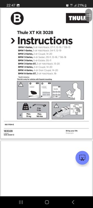 Thule kits para barras de tejadilho (ver texto com referências)