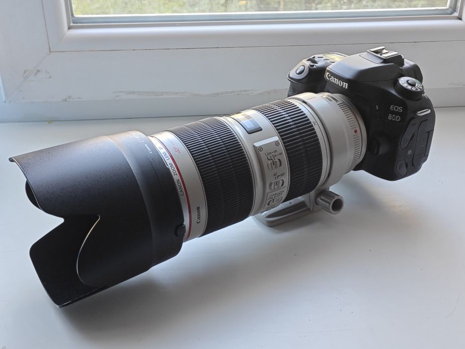 фотоаппарат canon 80d з об'єктивом canon  70-200mm  2.8