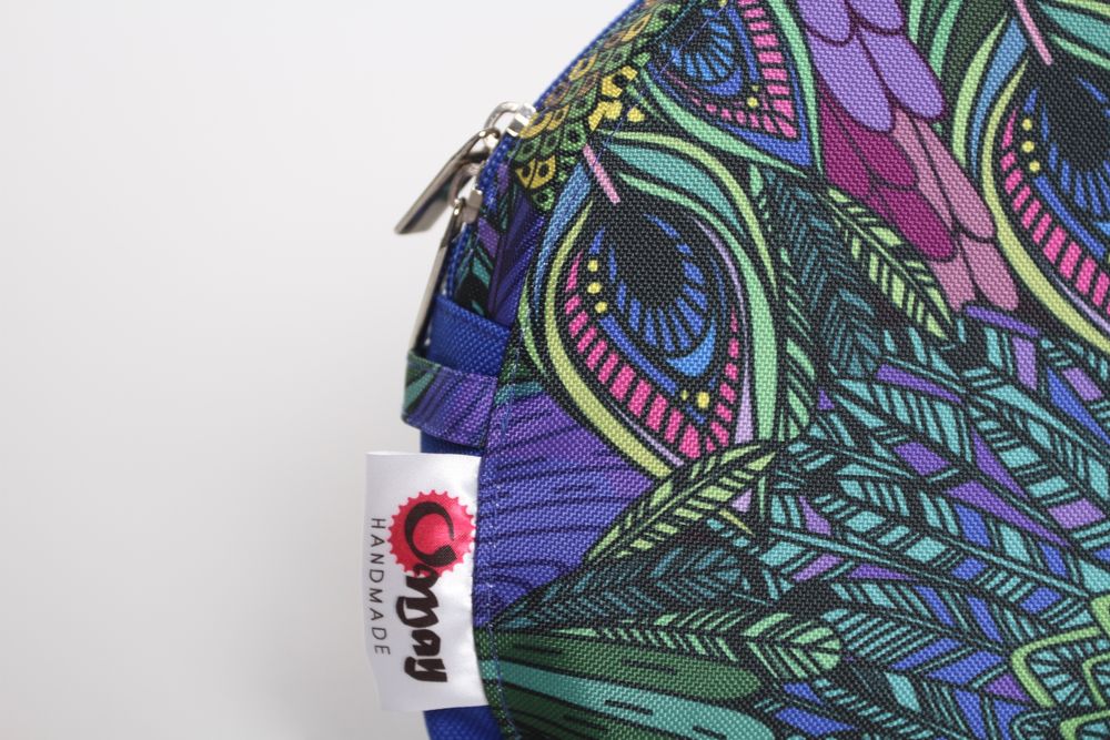 Chabrowy organizer OBAG MOON LIGHT pawie pióra 2 kieszenie wkład OMAY