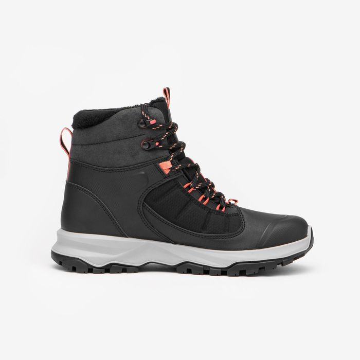 Botas quentes e impermeáveis de caminhada mulher, MH500 preto