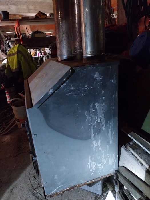 Recuperador de calor a lenha com 2 saidas de ar quente