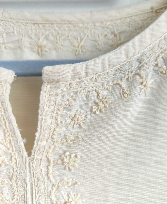 Nowy biały komplet indyjski S 36 boho bohemian retro kameez salwar