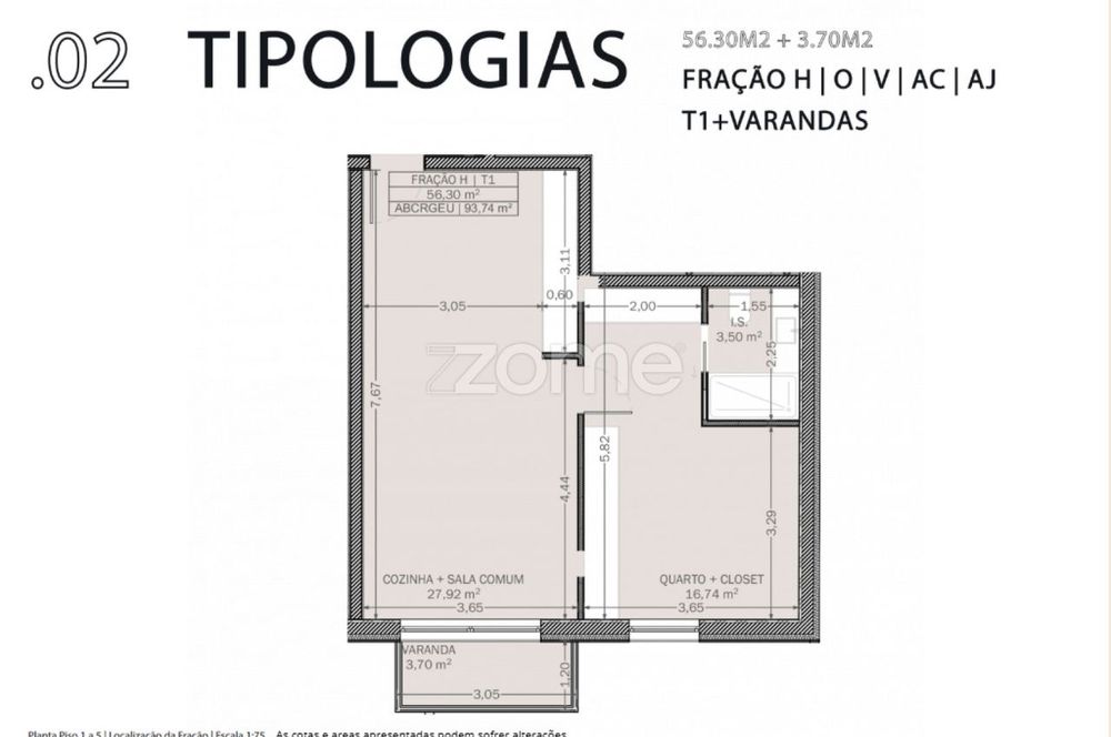 Apartamento T1 Novo - Fração AC - Empreendimento Metro Life