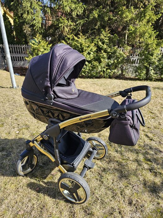 Wózek 2w1 złoto czarny Junama Diamond  SLine gondola,spacerówka Grójec