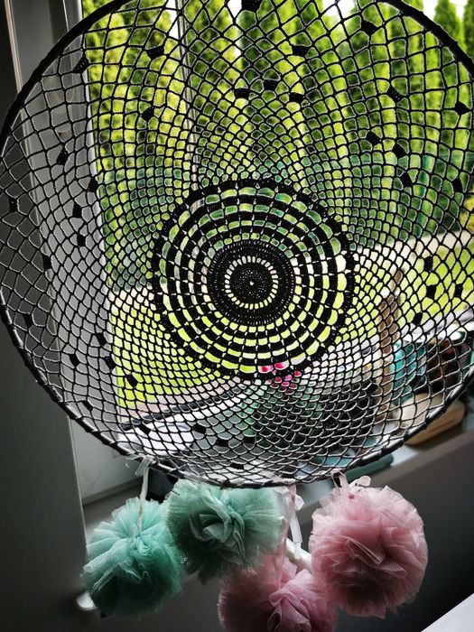 Dreamcatcher dekoracja szary handmade